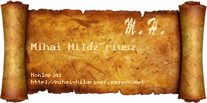 Mihai Hiláriusz névjegykártya